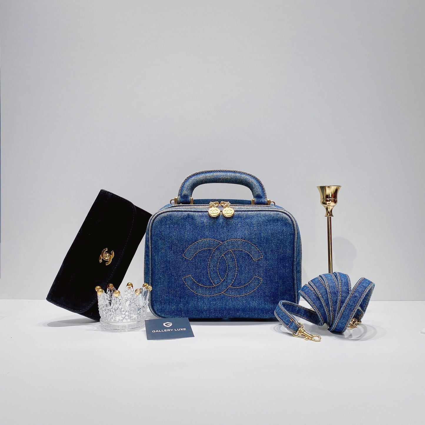 No.3490-Chanel Vintage Denim Small Vanity Case