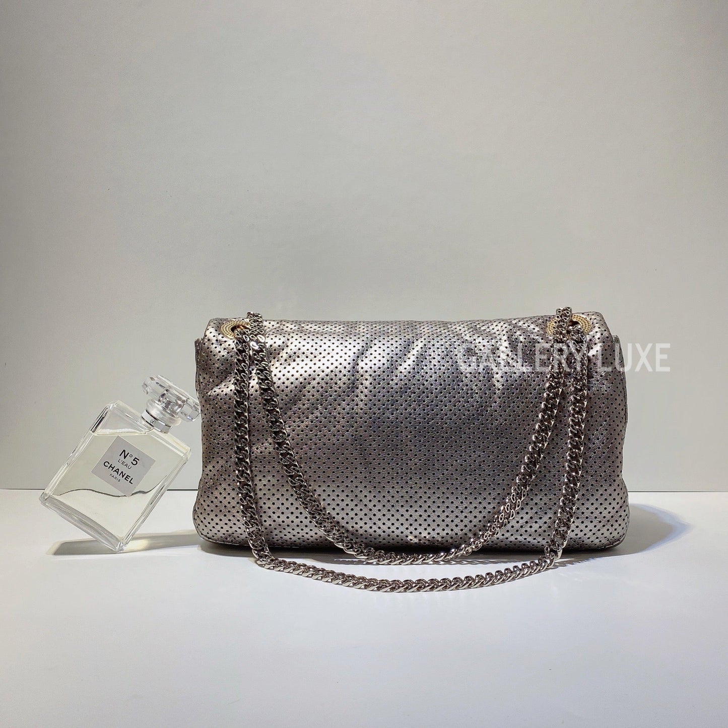 No.3047-Chanel Metallic Perforated Leather Drill Flap Bag