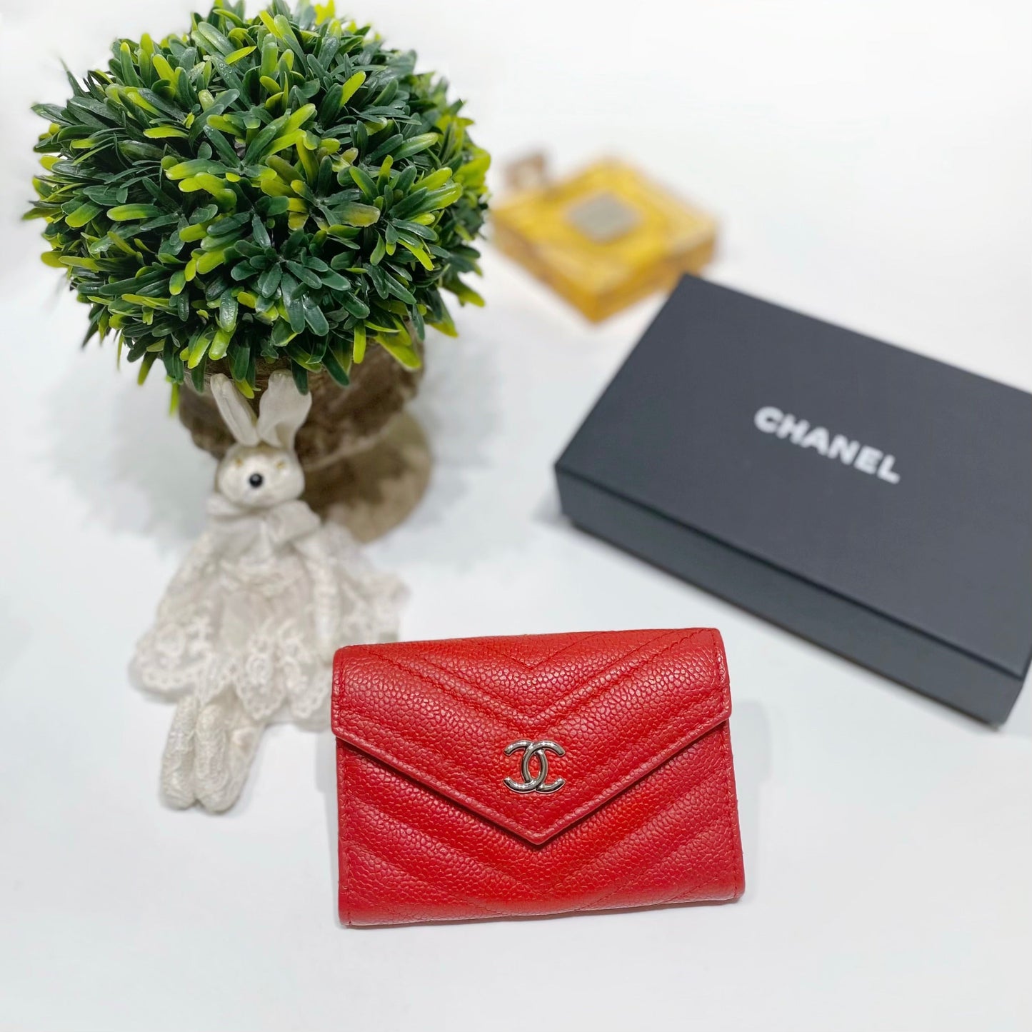 No.4006-Chanel Caviar Chevron Mail Flap Card Holder