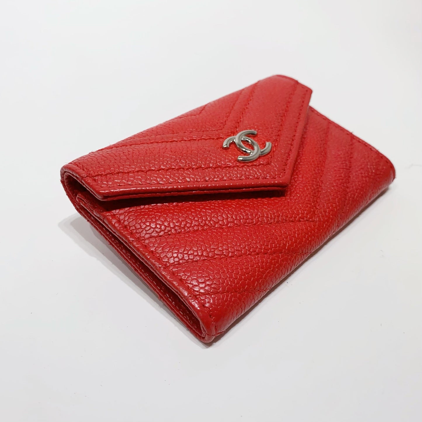 No.4006-Chanel Caviar Chevron Mail Flap Card Holder
