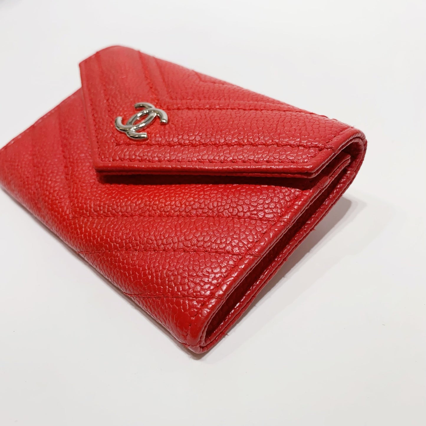 No.4006-Chanel Caviar Chevron Mail Flap Card Holder