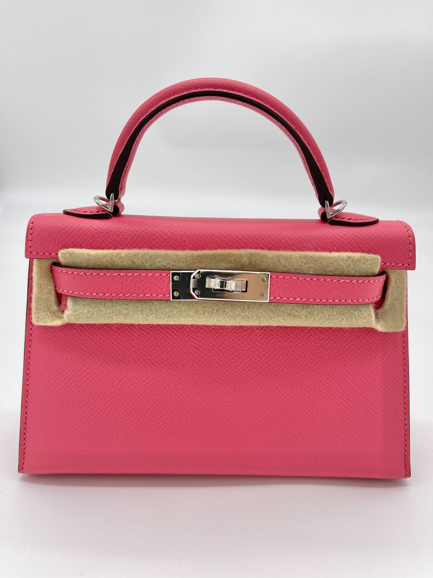 Luxury Hermes Mini Kelly II Sellier Epsom Rose Azalee Palladium Hardware