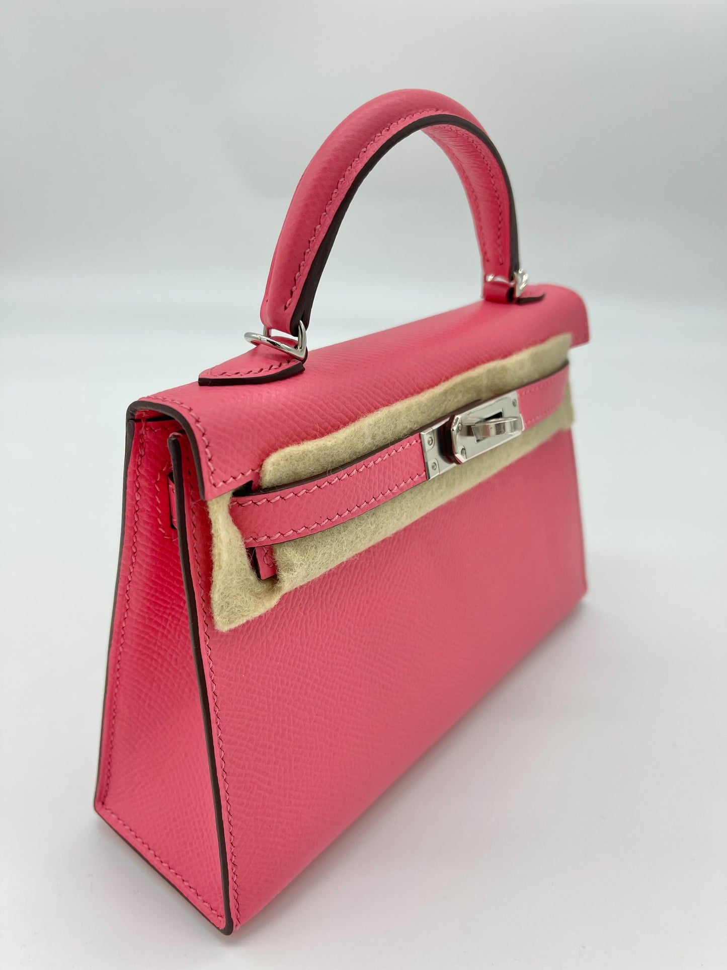 Luxury Hermes Mini Kelly II Sellier Epsom Rose Azalee Palladium Hardware