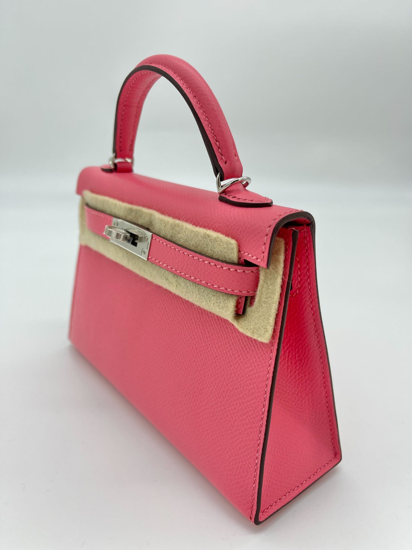 Luxury Hermes Mini Kelly II Sellier Epsom Rose Azalee Palladium Hardware