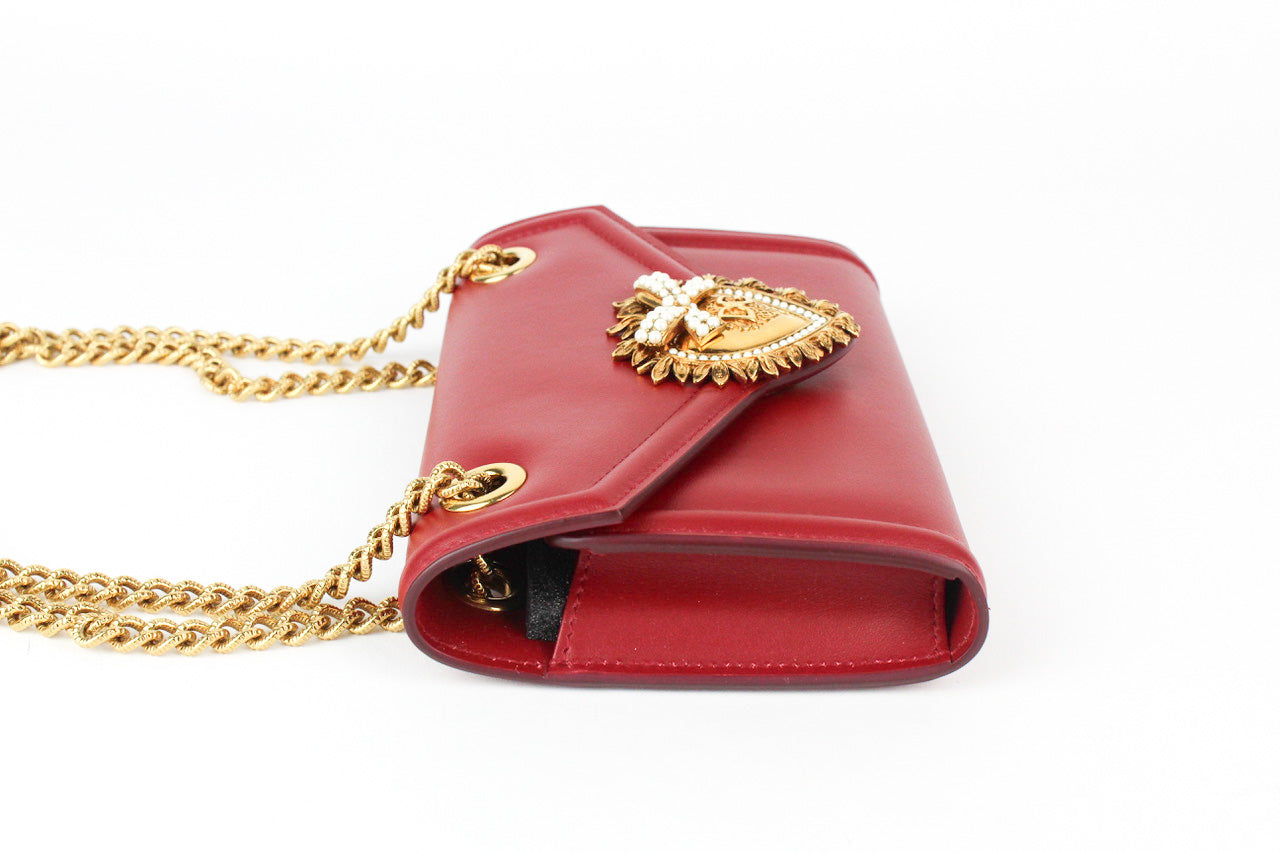 Dolce and Gabbana Smooth Calfskin Devotion Mini Bag in Red
