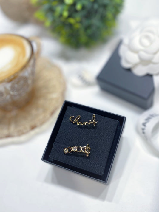 No.001347-6-Chanel Metal & Crystal Coco Chanel Earrings (Brand New / 全新貨品)