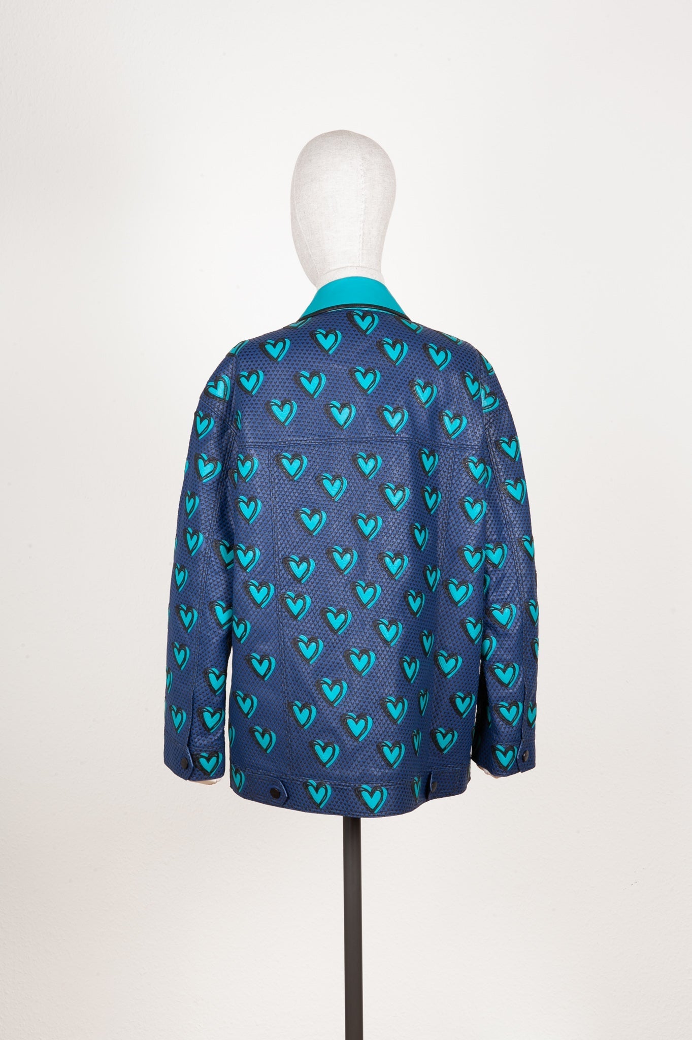 Luxury Fendi Jacket Leather Hearts Blue