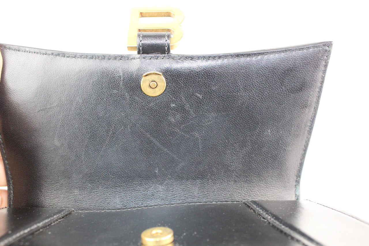 Balenciaga Hourglass Small Top Handle Bag in Black