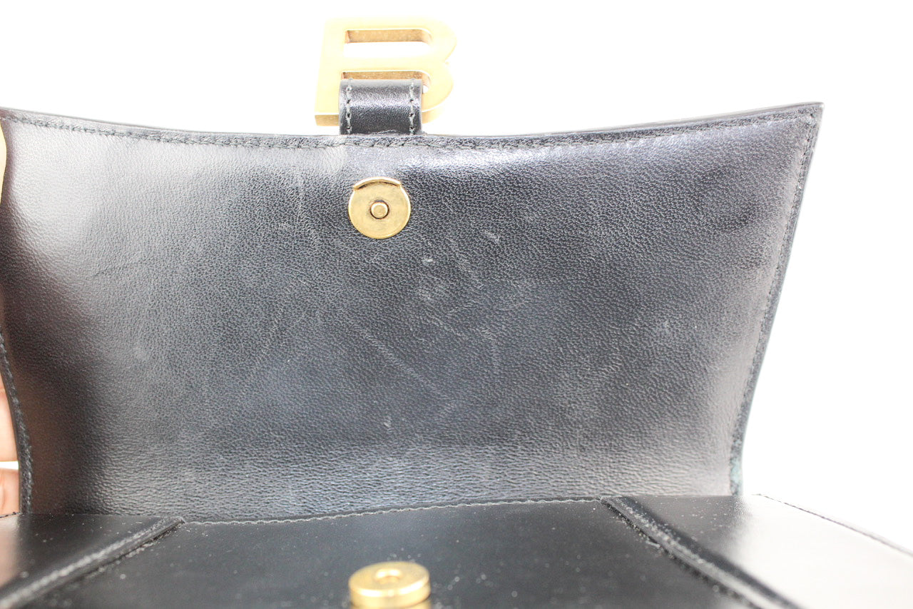 Balenciaga Hourglass Small Top Handle Bag in Black