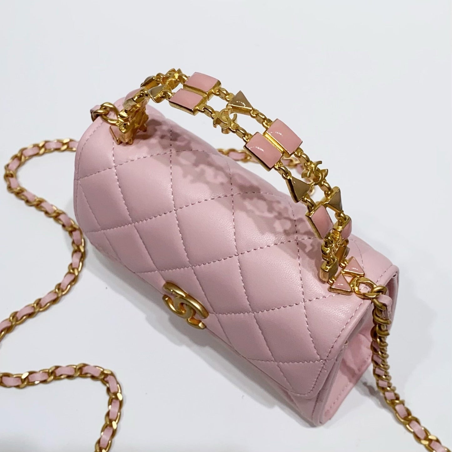 No.4083-Chanel Mini Handle Purse With Chain