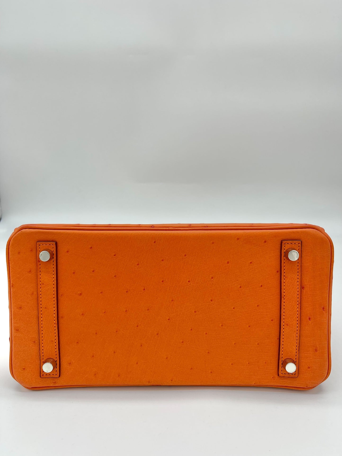 Luxury Hermes Birkin 30 Ostrich 5K Tangerine Palladium Hardware
