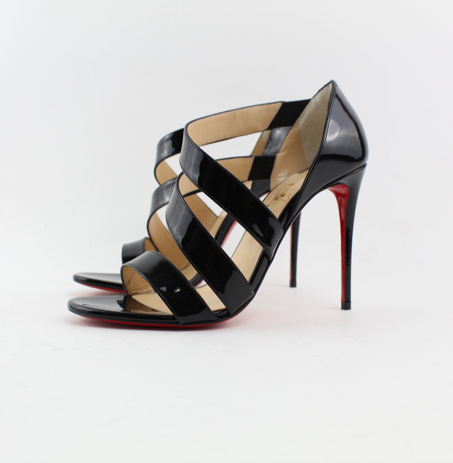 CHRISTIAN LOUBOUTIN BLACK WORLD COPINE 100 SIZE 37