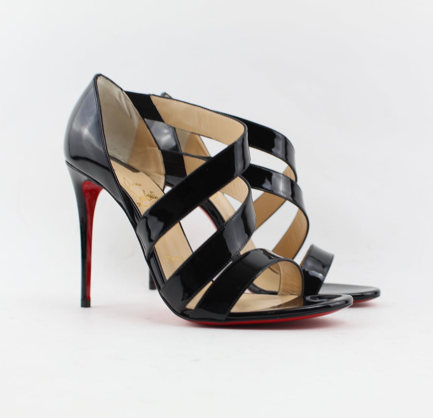 CHRISTIAN LOUBOUTIN BLACK WORLD COPINE 100 SIZE 37