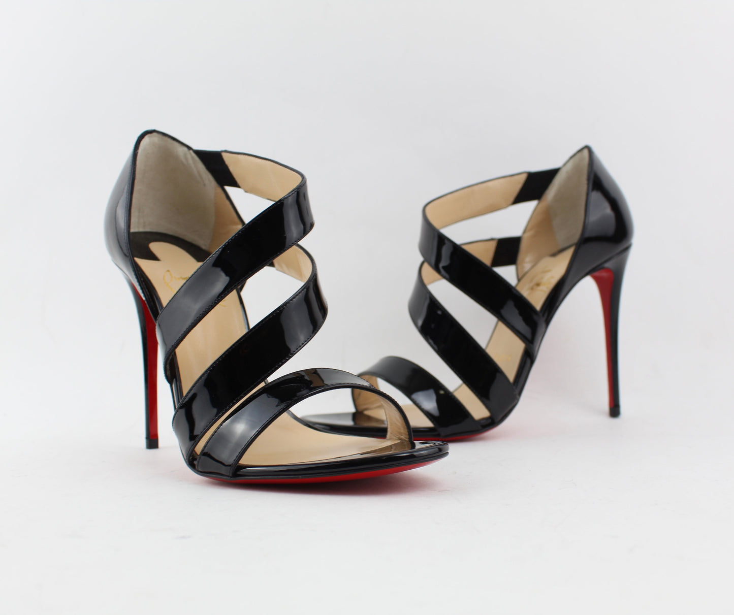 CHRISTIAN LOUBOUTIN BLACK WORLD COPINE 100 SIZE 37