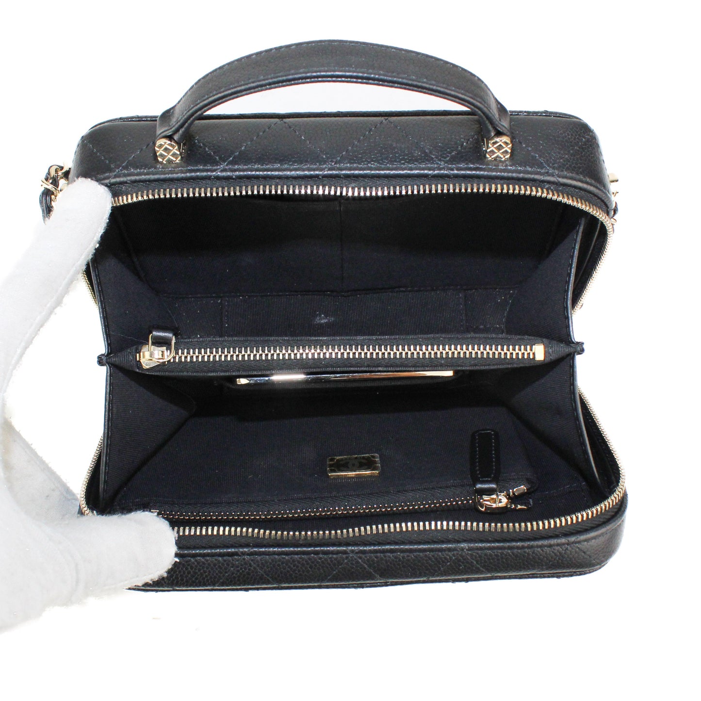 Chanel Calfskin Quilted CC Vanity Case in Black