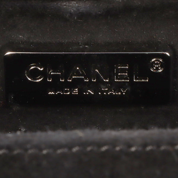 CHANEL Around 2006 Made Beads Cc Metal Clasp Chain 2Way Bag Black