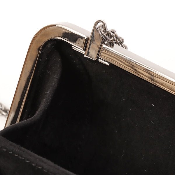 CHANEL Around 2006 Made Beads Cc Metal Clasp Chain 2Way Bag Black