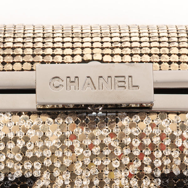 CHANEL Around 2006 Made Beads Cc Metal Clasp Chain 2Way Bag Black