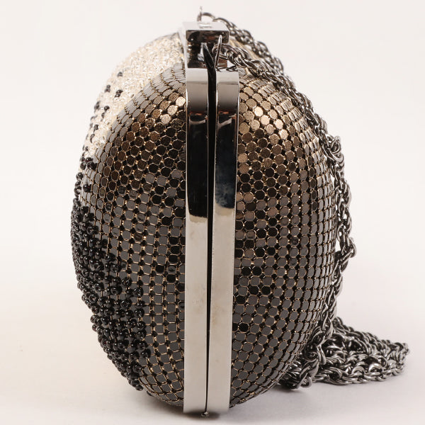 CHANEL Around 2006 Made Beads Cc Metal Clasp Chain 2Way Bag Black