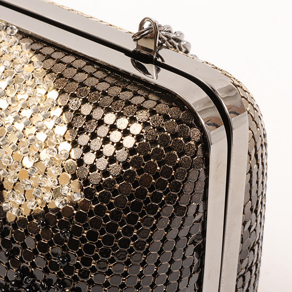 CHANEL Around 2006 Made Beads Cc Metal Clasp Chain 2Way Bag Black