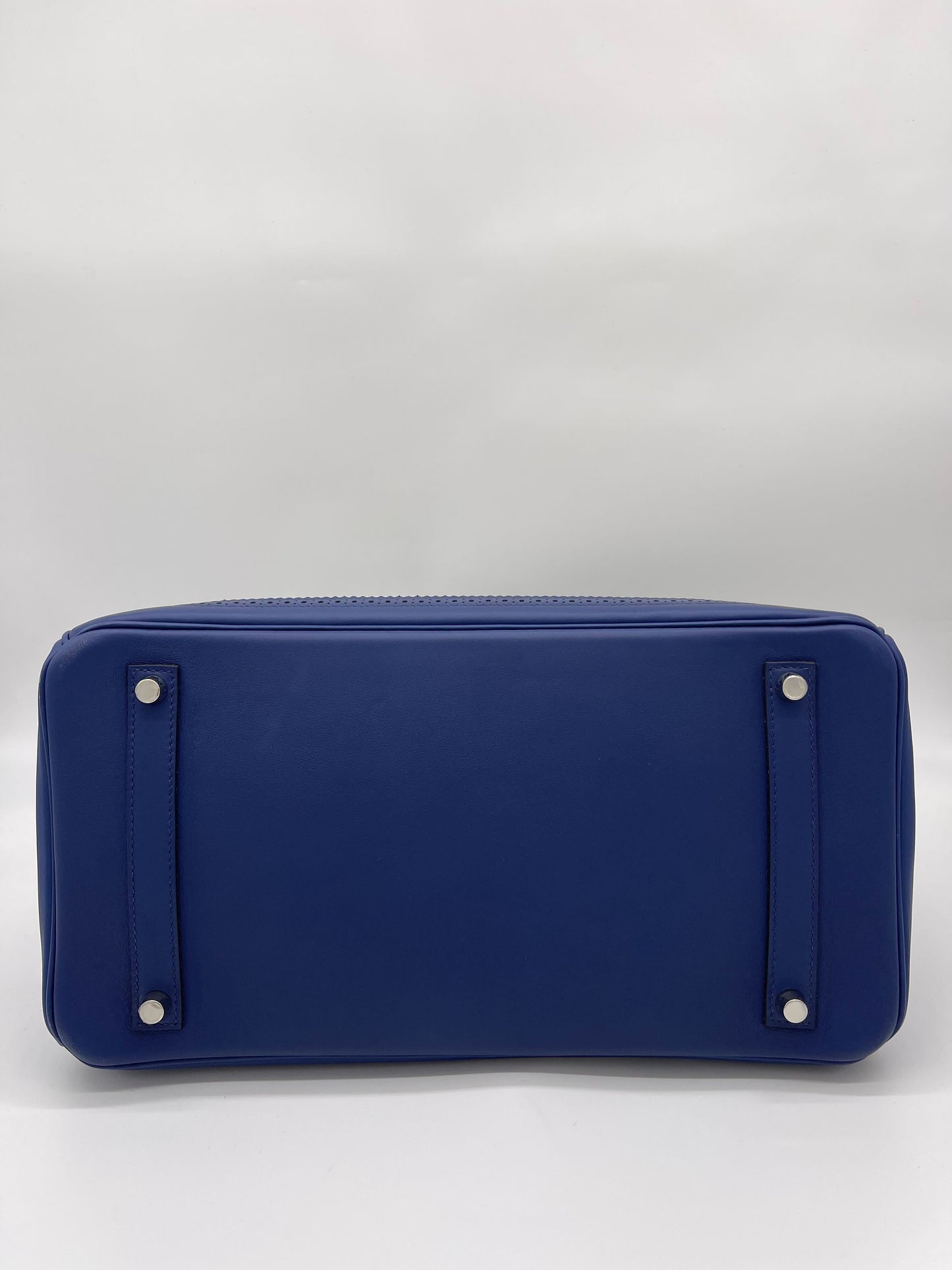 Luxury Hermes Birkin 35 Canvas Bleu de Prusse Palladium Hardware