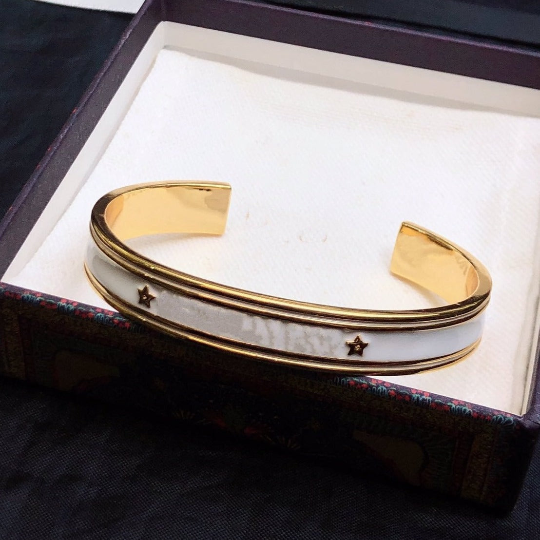 Luxury DiorCODE BANGLE GOLD WHITE METAL AND LACQUER BRACELET