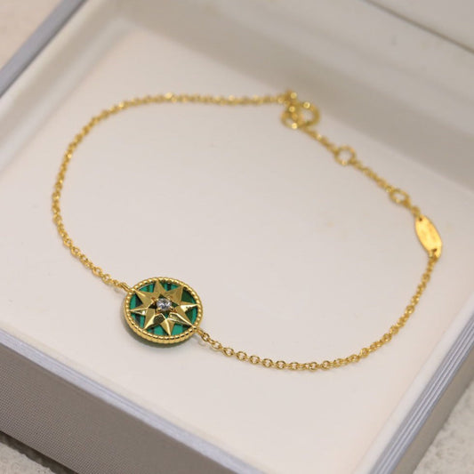Luxury DiorLUCKY STAR 1 DIAMOND GREEN GOLD BRACELET