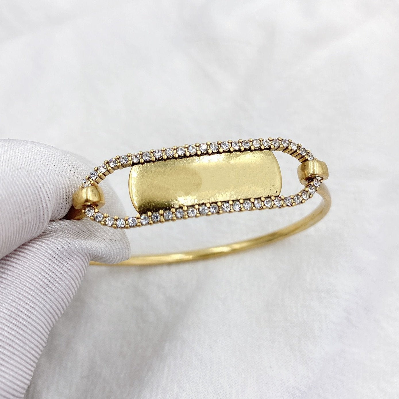 Luxury DiorDIO OVAL LETTER BRACELET GOLD DIAMOND