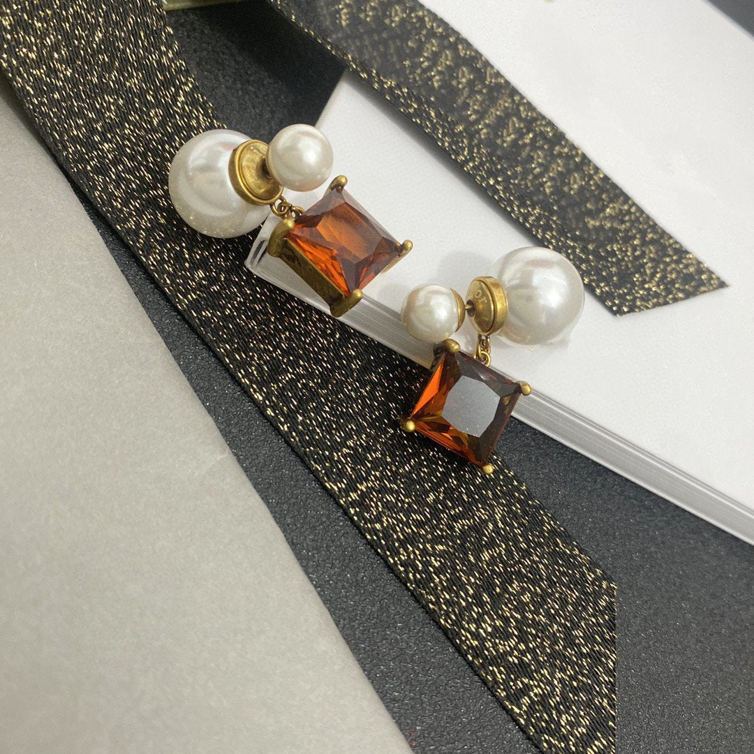 Luxury DiorPEARL EARRINGS GOLD DIAMOND