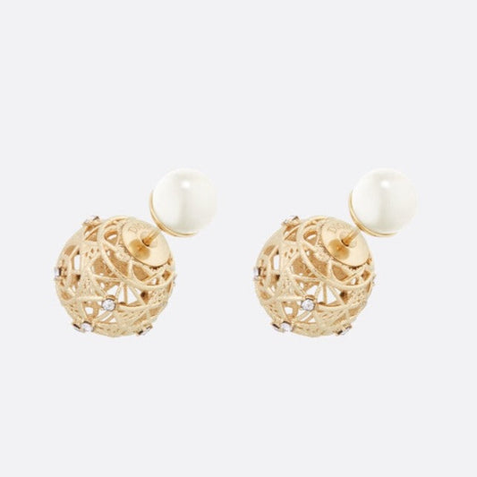 Luxury DiorTRIBALES PEARL GOLD DIAMOND EARRINGS