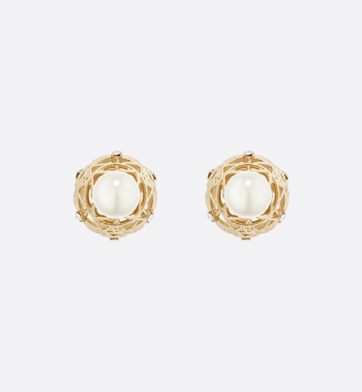 Luxury DiorTRIBALES PEARL GOLD DIAMOND EARRINGS
