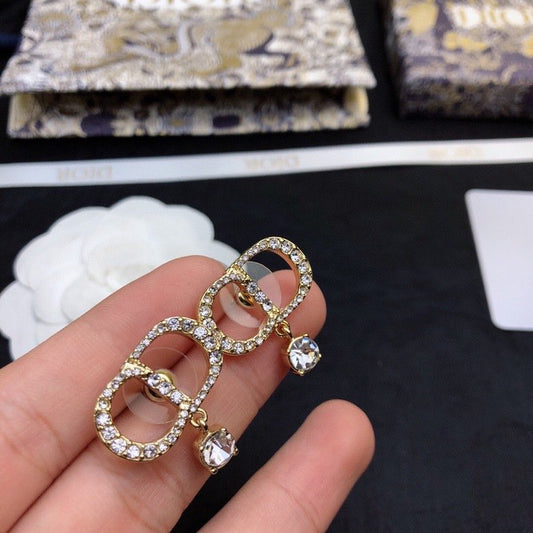 Luxury DiorEARRINGS GOLD FULL DIAMOND