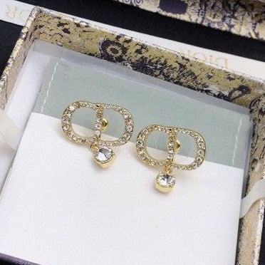 Luxury DiorEARRINGS GOLD FULL DIAMOND