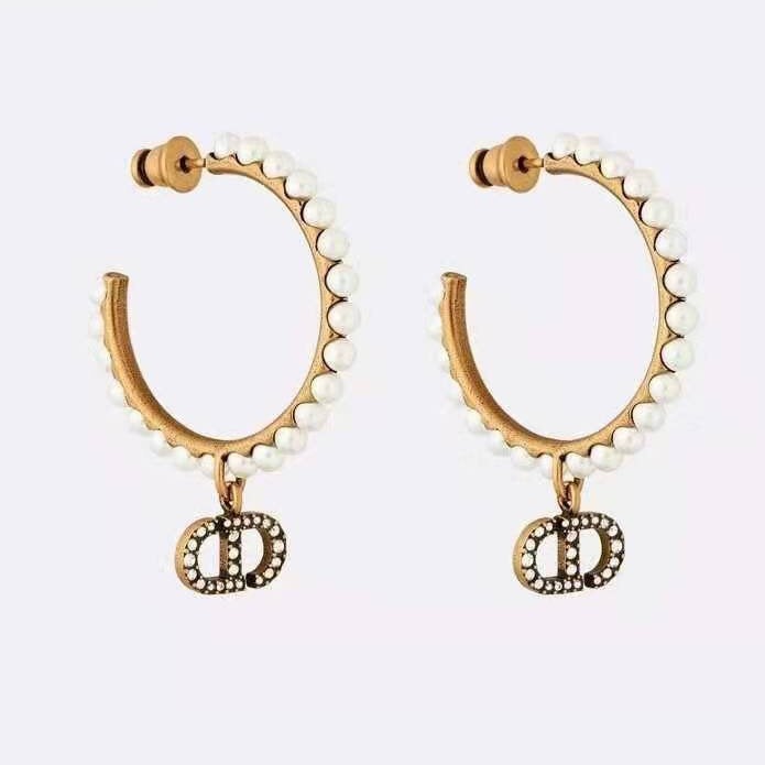Luxury DiorCLAIR LUNE PEARL GOLD DIAMOND EARRINGS