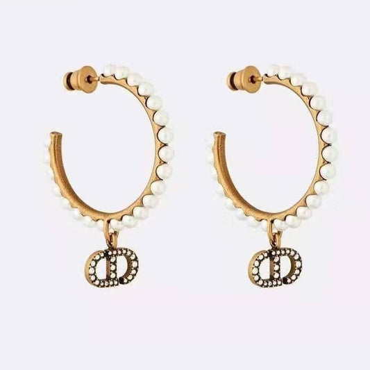 Luxury DiorCLAIR LUNE PEARL GOLD DIAMOND EARRINGS