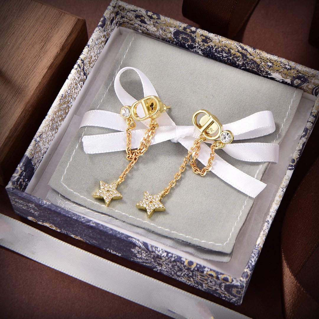 Luxury DiorPETIT STAR GOLD DIAMOND EARRINGS