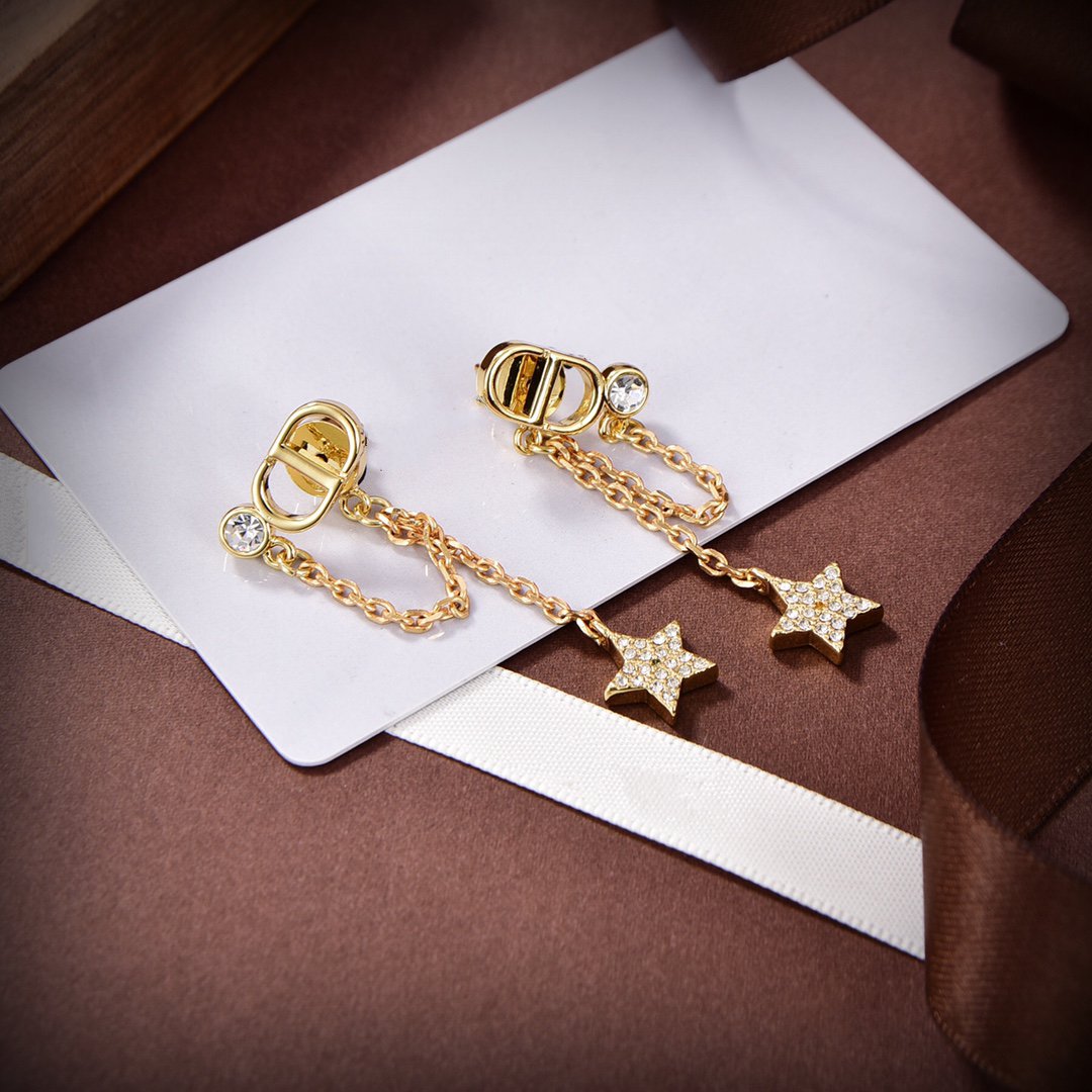 Luxury DiorPETIT STAR GOLD DIAMOND EARRINGS