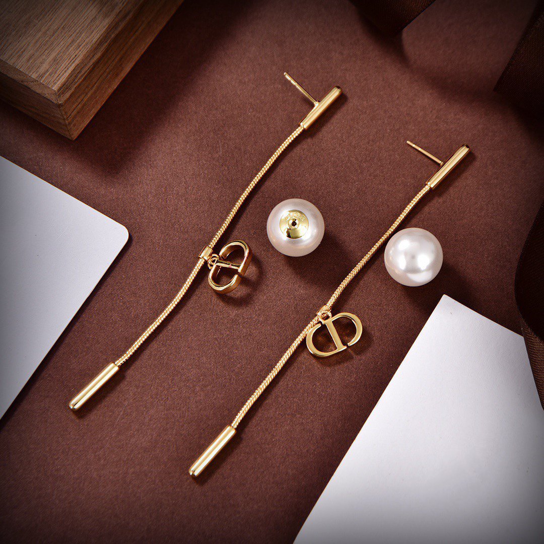Luxury DiorDROP MOP GOLD EARRINGS