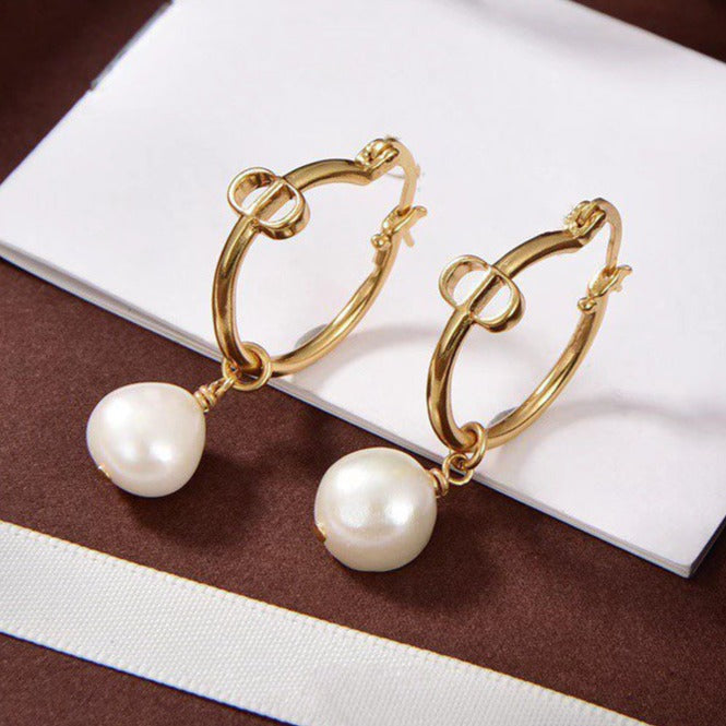 Luxury DiorPEARL GOLD EARRINGS