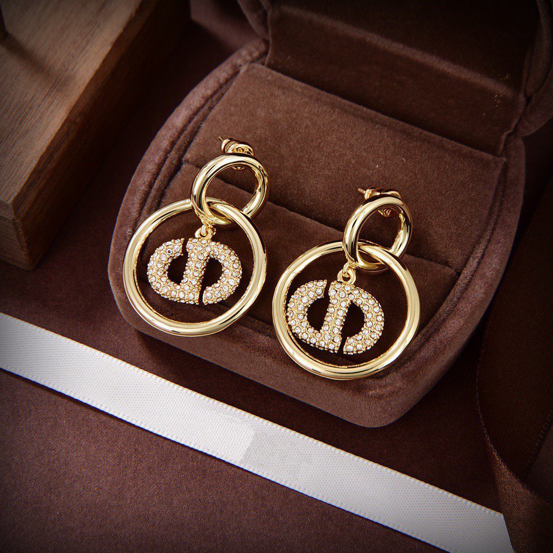 Luxury DiorDROP GOLD DIAMOND EARRINGS