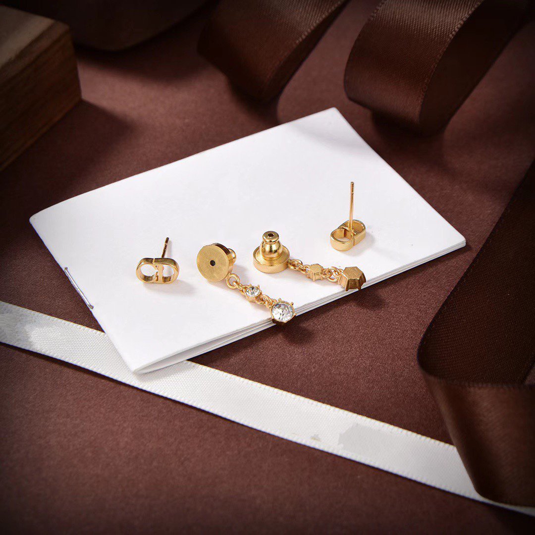 Luxury DiorDROP GOLD 2 DIAMOND EARRINGS