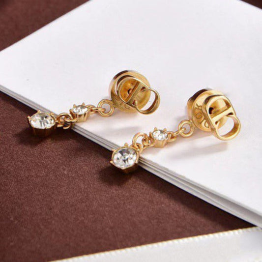 Luxury DiorDROP GOLD 2 DIAMOND EARRINGS