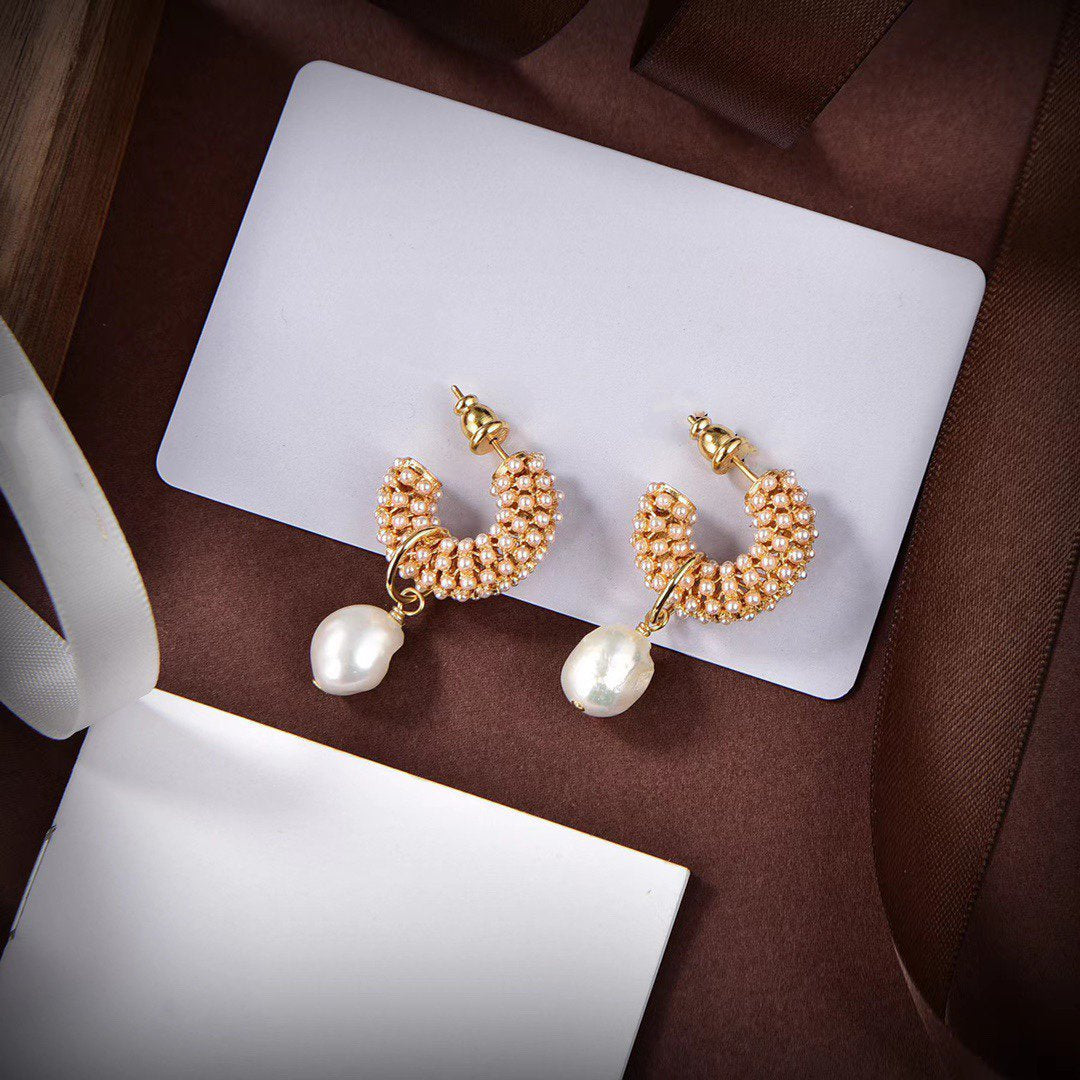 Luxury DiorD-RENAISSANCEN GOLD EARRINGS