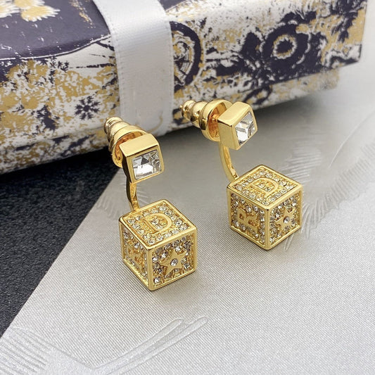 Luxury DiorD-STAR GOLD DIAMOND EARRINGS