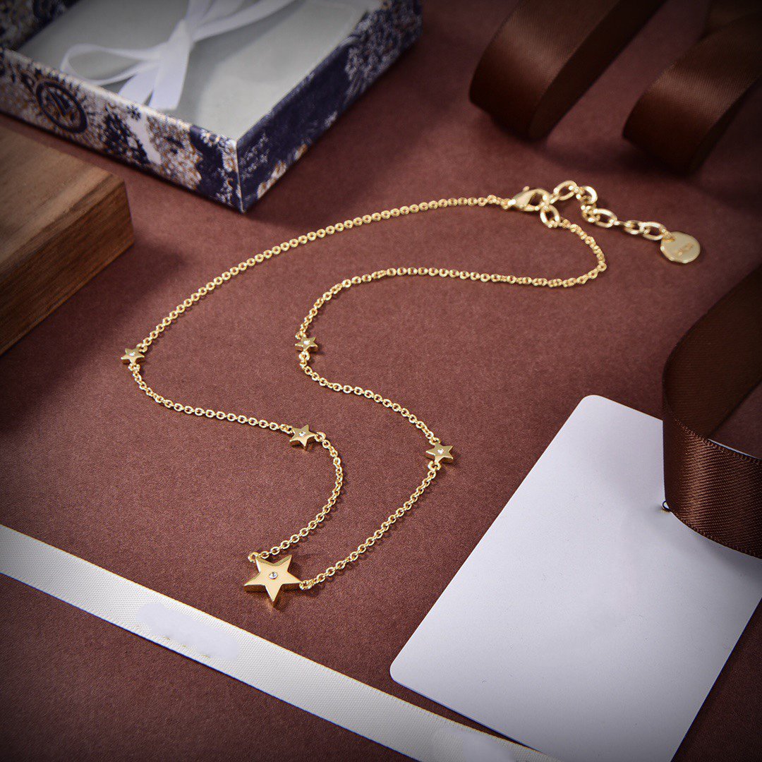 Luxury DiorNECKLACE 5 STAR GOLD DIAMOND