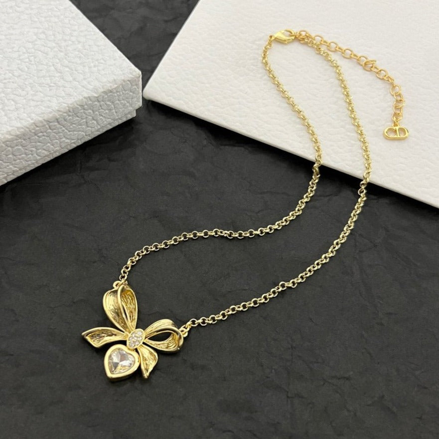 Luxury DiorHEART GOLD DIAMOND NECKLACE