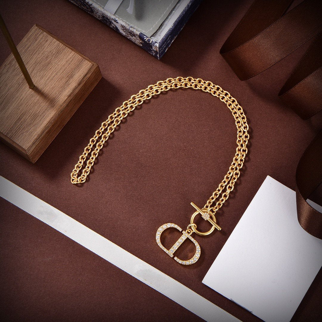 Luxury DiorNAVY GOLD DIAMOND NECKLACE