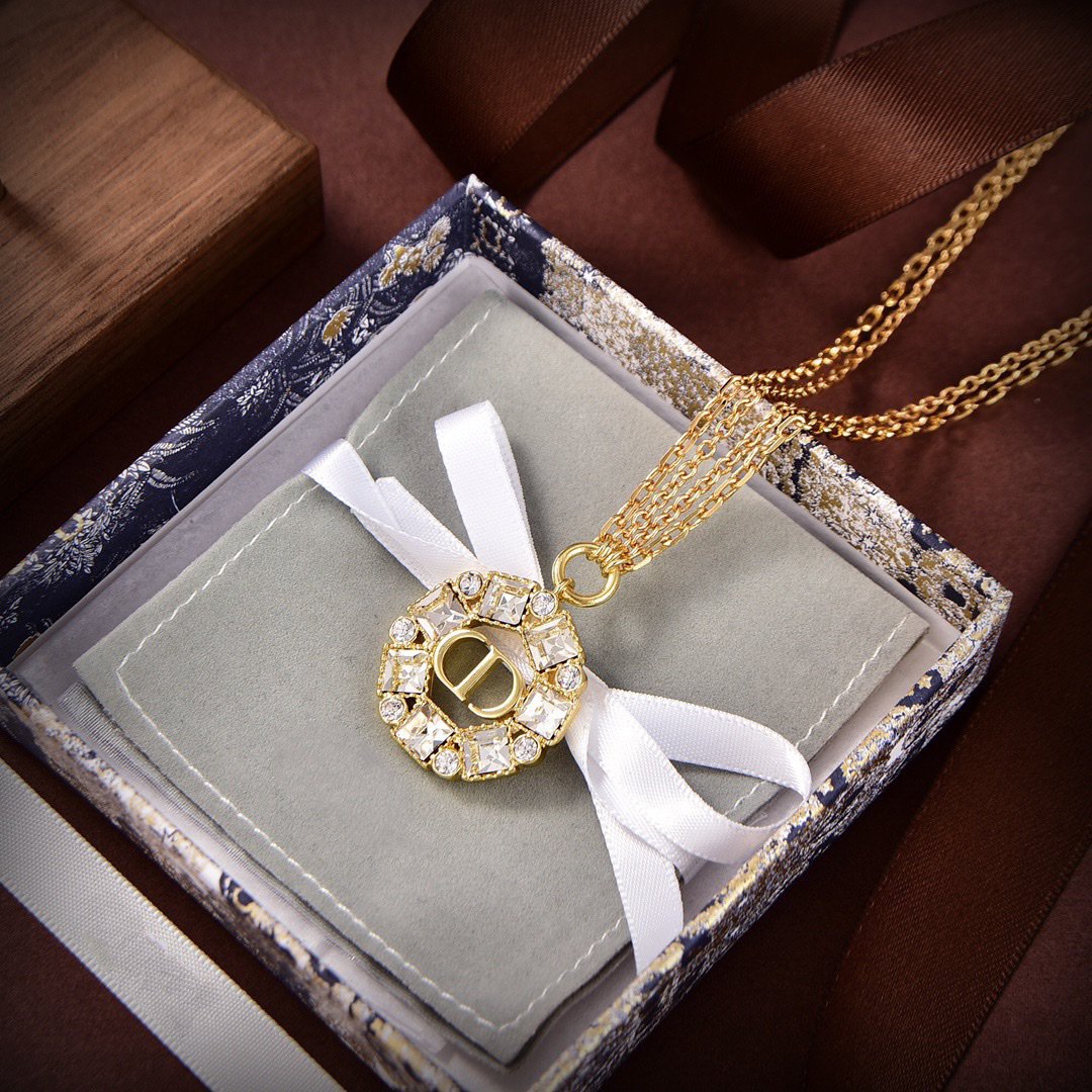 Luxury DiorPENDANT GOLD DIAMOND NECKLACE