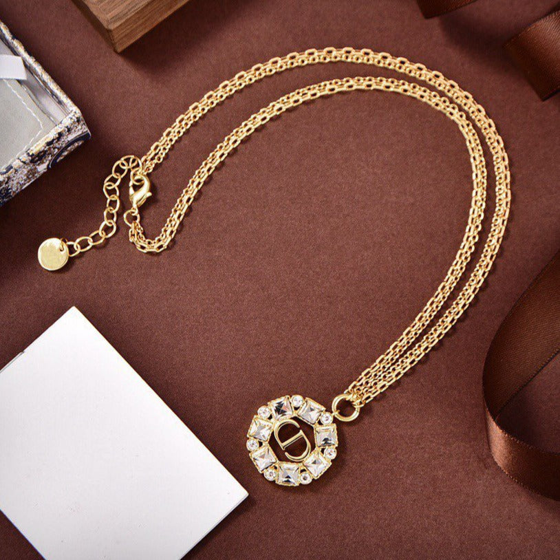 Luxury DiorPENDANT GOLD DIAMOND NECKLACE