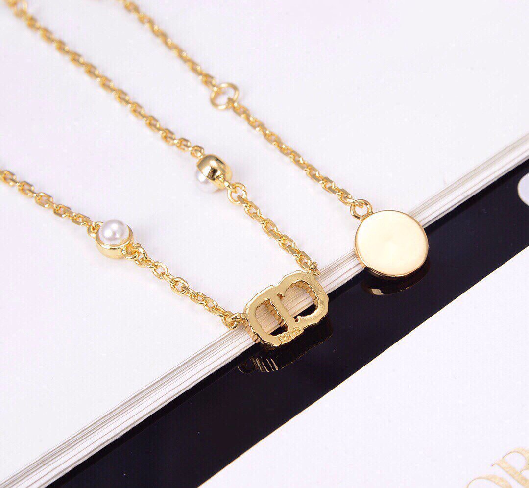 Luxury DiorNECKLACE PEDANT GOLD DIAMOND 4 PEARL